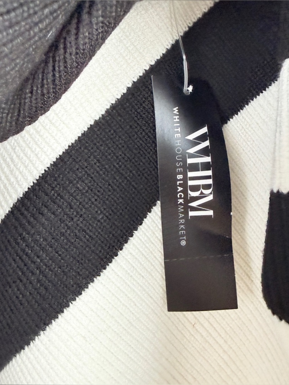 NWT White House Black Market Black White Stripe Zip Neck Poncho Sweater capsule - Picture 4 of 6